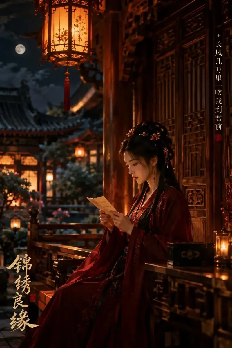短剧《长夜有灯》海报，古装题材，共42集
