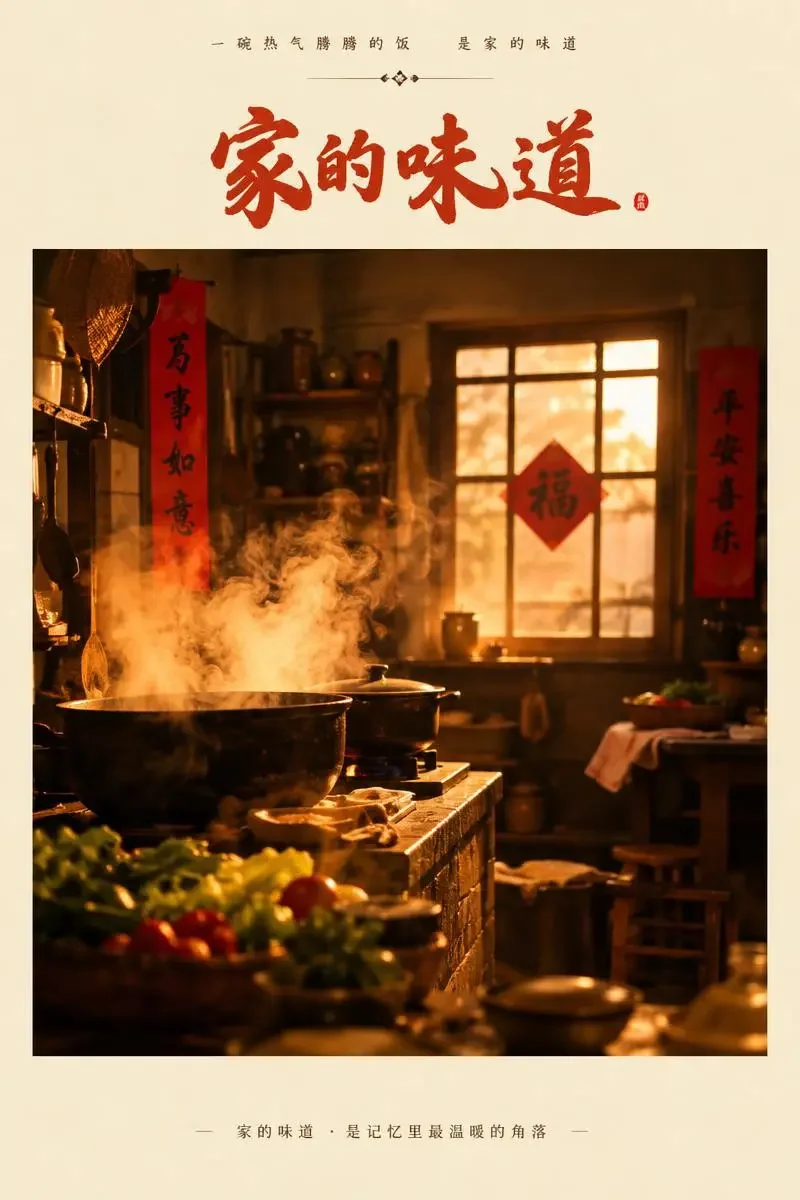 短剧《灶台即烟火》海报，家庭题材，共28集