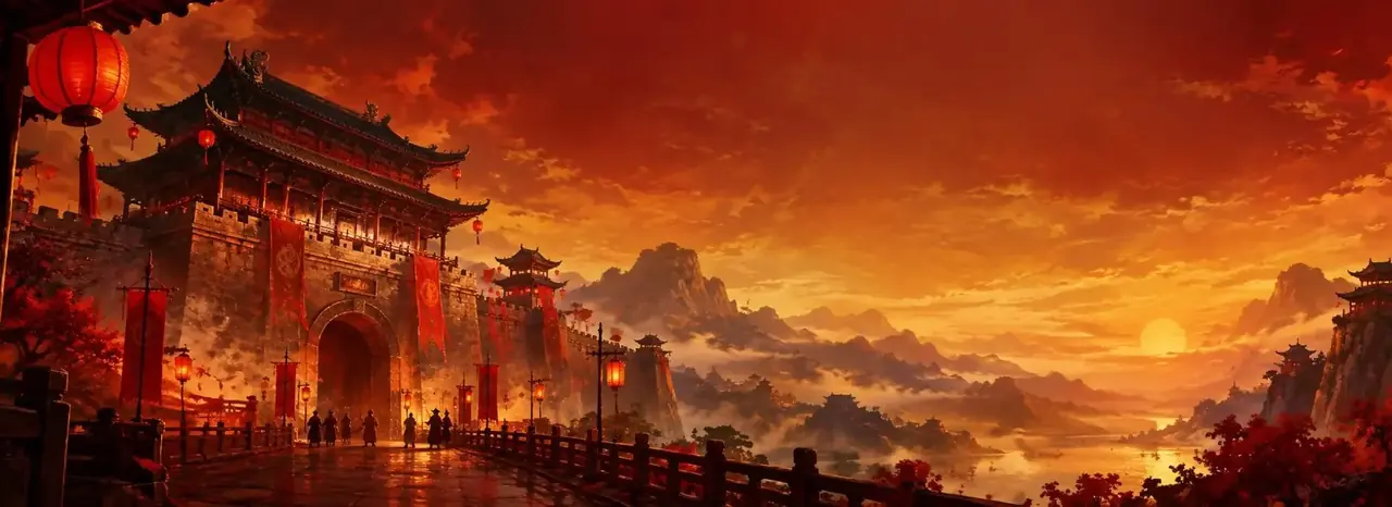 黄豆漫剧 穿越热播栏目主视觉，古城门与红灯笼